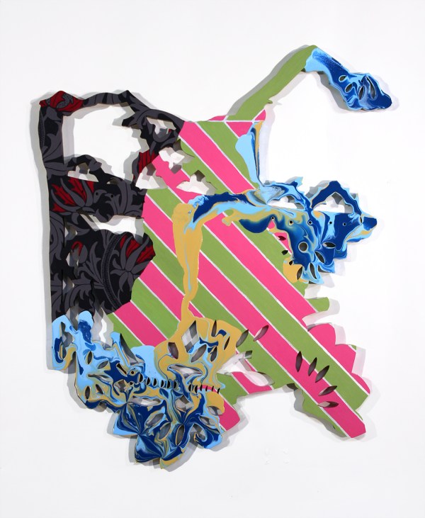 Rayas Rosado, 2020, 23" x 28" acrylic on 1/2" mdf